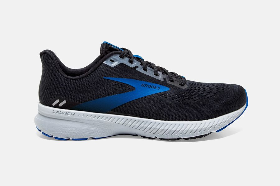 Brooks Running Shoes - Launch 8 Road Mens - Black/Grey/Blue - PUA-620359